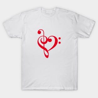 I love music, red heart with music notes T-Shirt